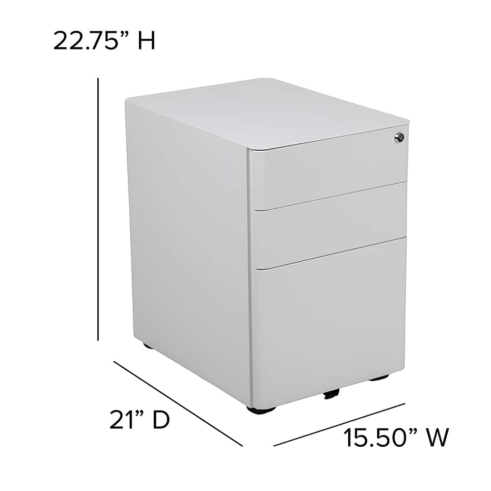 Alt View 13. Alamont Home - Warner Modern Steel 3-Drawer Filing Cabinet - White.