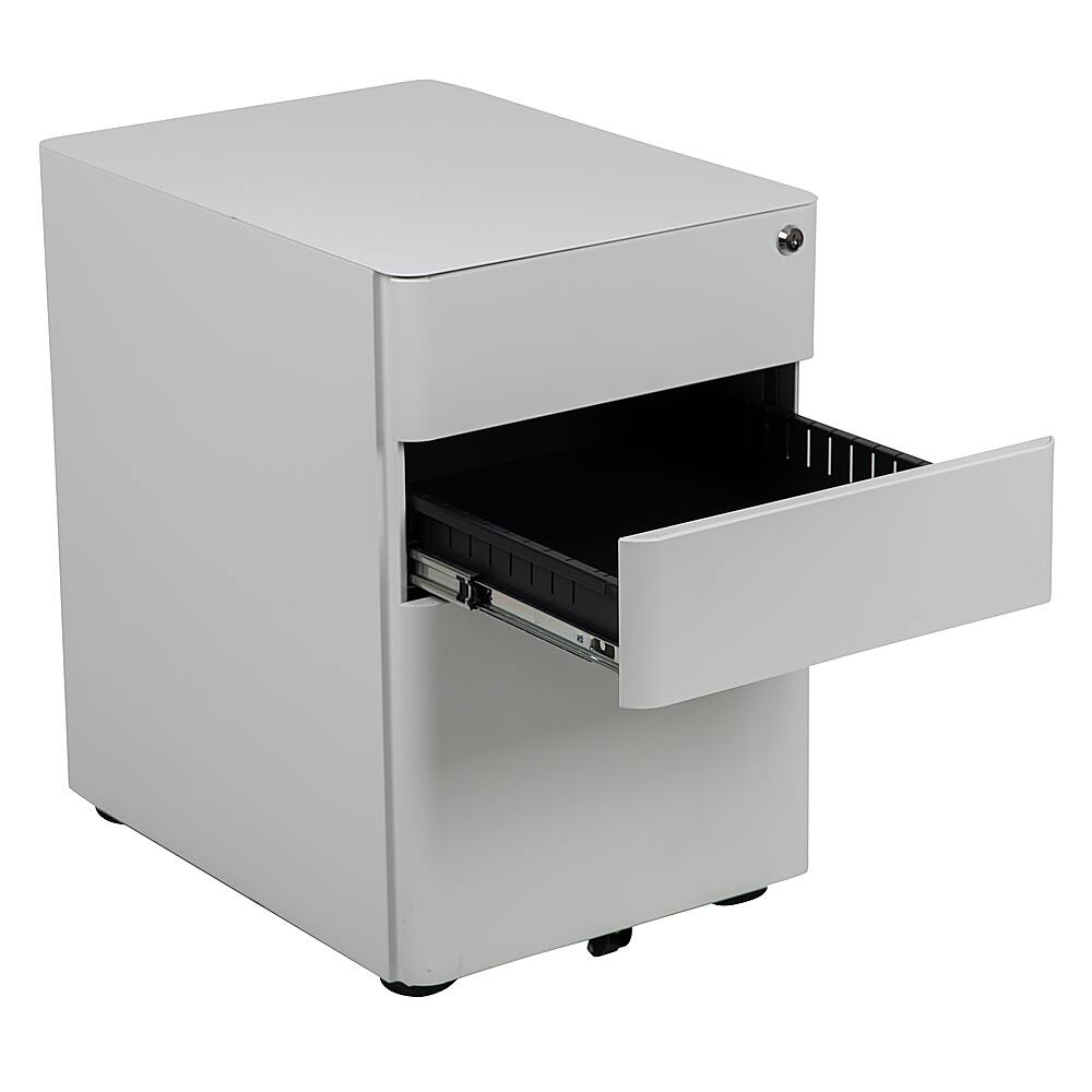 Alt View 15. Alamont Home - Warner Modern Steel 3-Drawer Filing Cabinet - White.