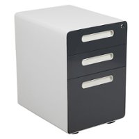 Alamont Home - Wren Modern Steel 3-Drawer Filing Cabinet - White and Charcoal - Front_Zoom