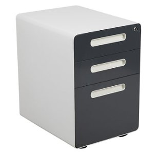 Flash Furniture - Wren Modern Steel 3-Drawer Filing Cabinet - White and Charcoal