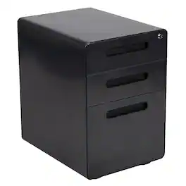 Alamont Home - Wren Modern Steel 3-Drawer Filing Cabinet - Black