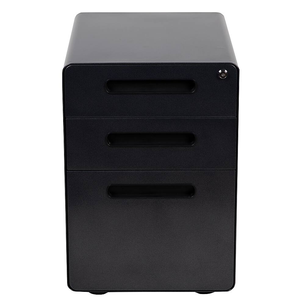 Alt View 11. Alamont Home - Wren Modern Steel 3-Drawer Filing Cabinet - Black.