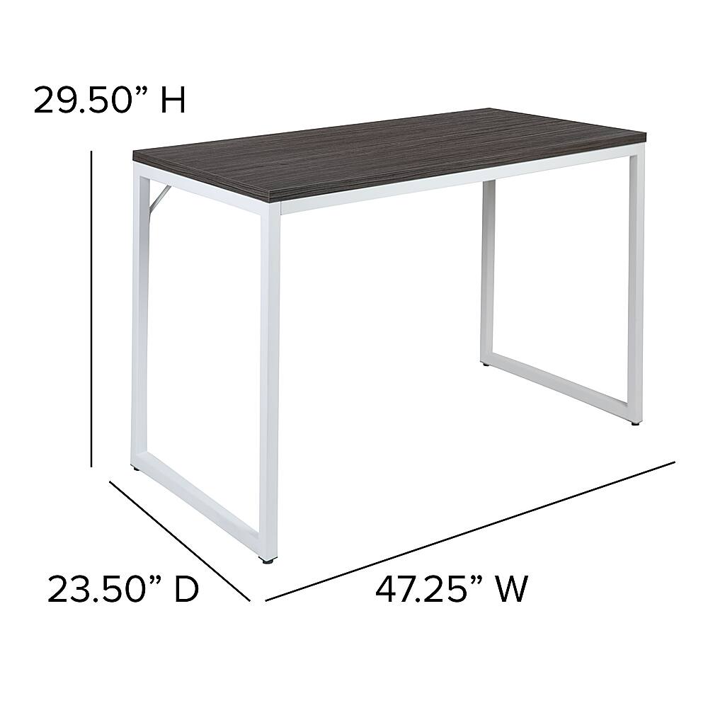 Alt View 13. Alamont Home - Kimberly Rectangle Industrial Laminate Office Desk - Rustic Gray Top/White Frame.