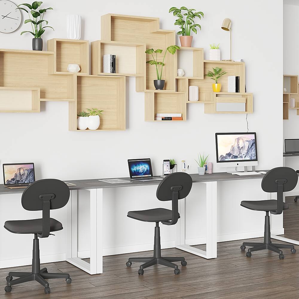 Alt View 15. Alamont Home - Kimberly Rectangle Industrial Laminate Office Desk - Rustic Gray Top/White Frame.