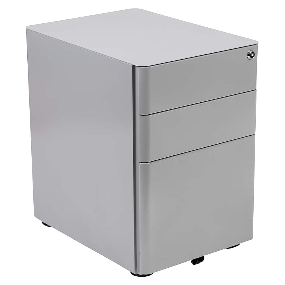 Alamont Home - Warner Modern Steel 3-Drawer Filing Cabinet - Gray - Front_Zoom