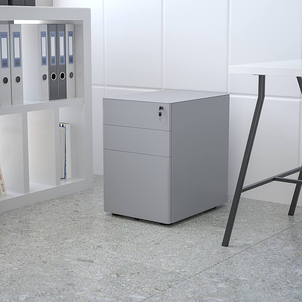 Alt View 12. Alamont Home - Warner Modern Steel 3-Drawer Filing Cabinet - Gray.