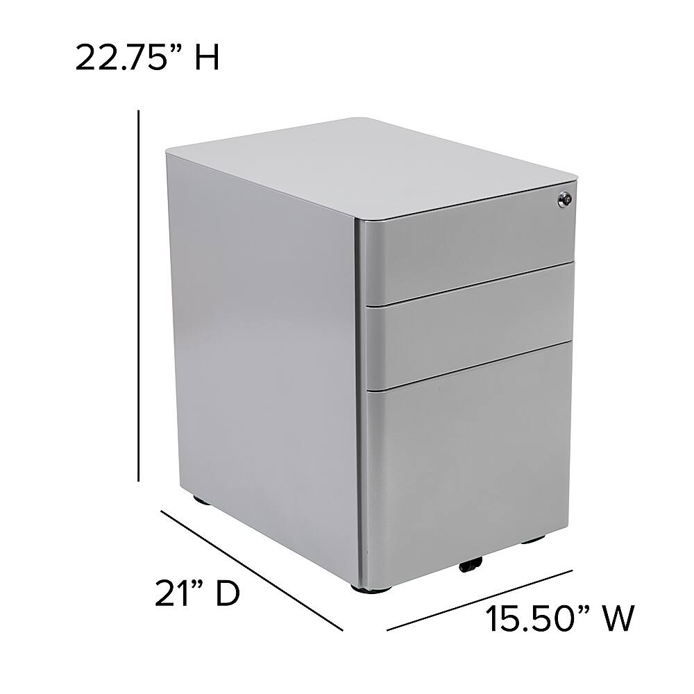 Alt View 13. Alamont Home - Warner Modern Steel 3-Drawer Filing Cabinet - Gray.