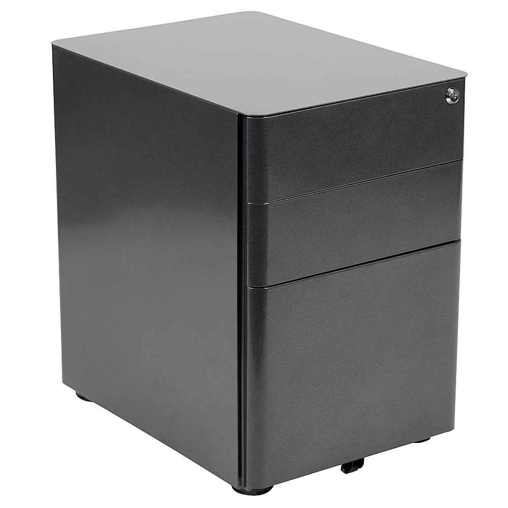 Alamont Home - Warner Modern Steel 3-Drawer Filing Cabinet - Black - Front_Zoom