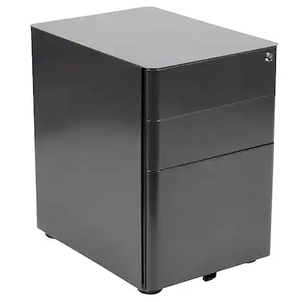 Front. Alamont Home - Warner Modern Steel 3-Drawer Filing Cabinet - Black.