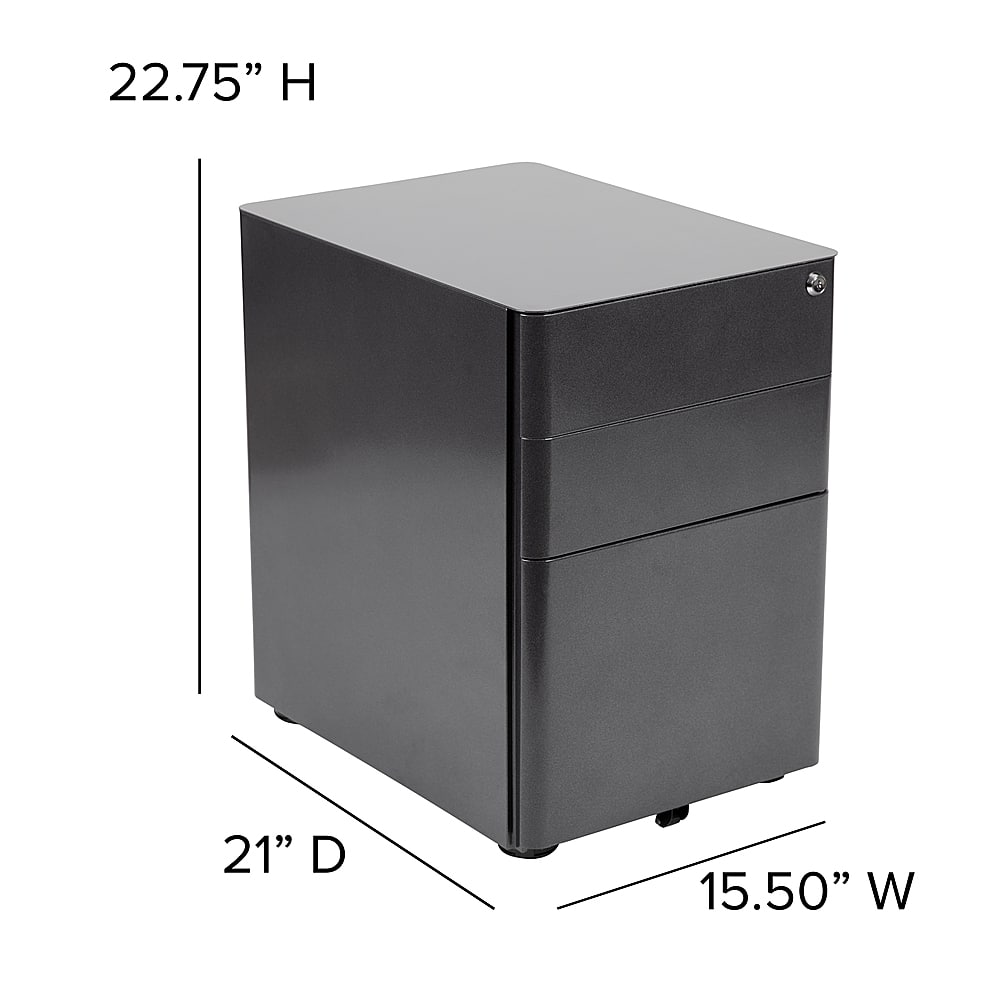 Alt View 13. Alamont Home - Warner Modern Steel 3-Drawer Filing Cabinet - Black.