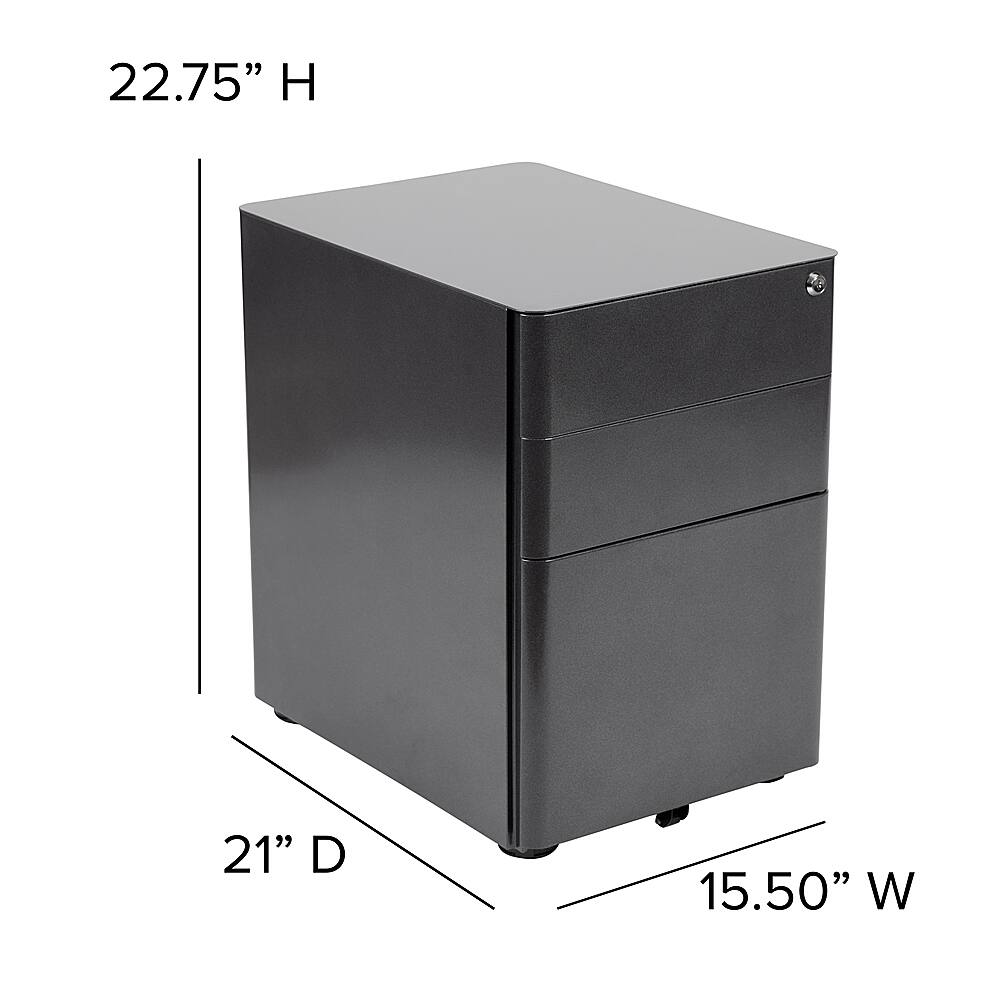 Alt View 13. Alamont Home - Warner Modern Steel 3-Drawer Filing Cabinet - Black.