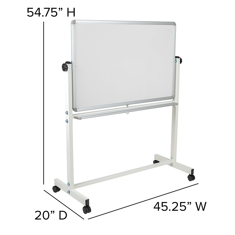 Hercules Series 45.25W x 54.75H Double-Sided Mobile White Board with Pen Tray