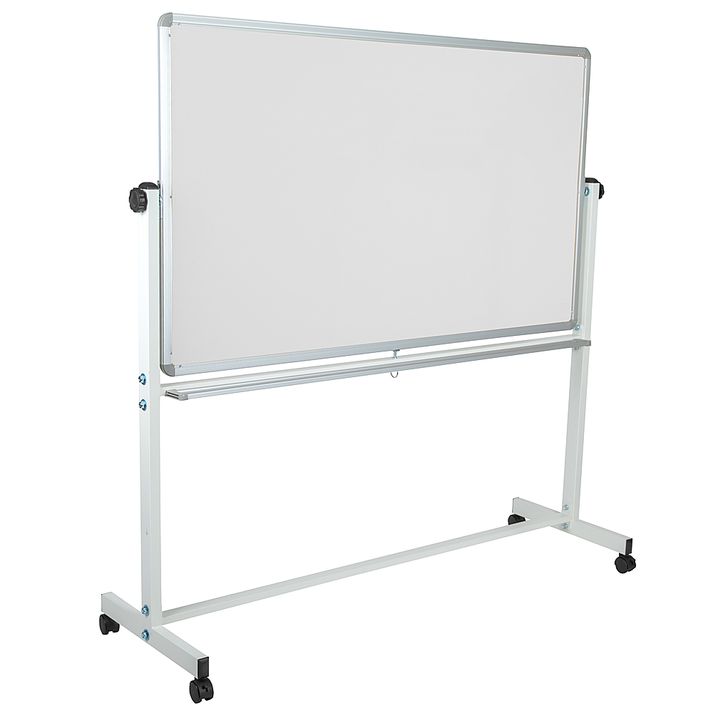 Flash Furniture HERCULES Series 62.5W x 62.25H Reversible Mobile Cork Bulletin Board and White Board with Pen Tray