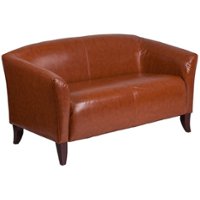 Flash Furniture - Hercules Imperial Contemporary 2-seat Leather/Faux Leather Reception Loveseat - Cognac - Front_Zoom