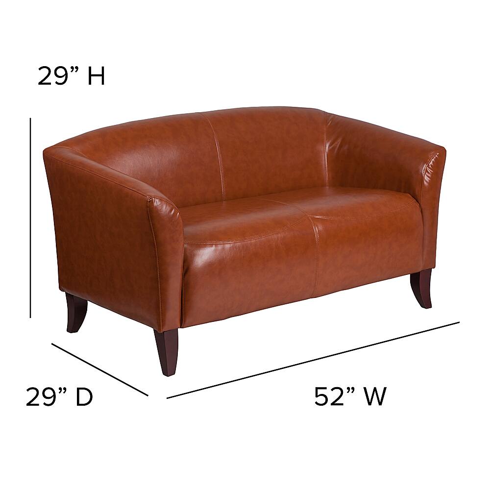 Alt View 3. Alamont Home - Hercules Imperial Contemporary 2-seat Leather/Faux Leather Reception Loveseat - Cognac.