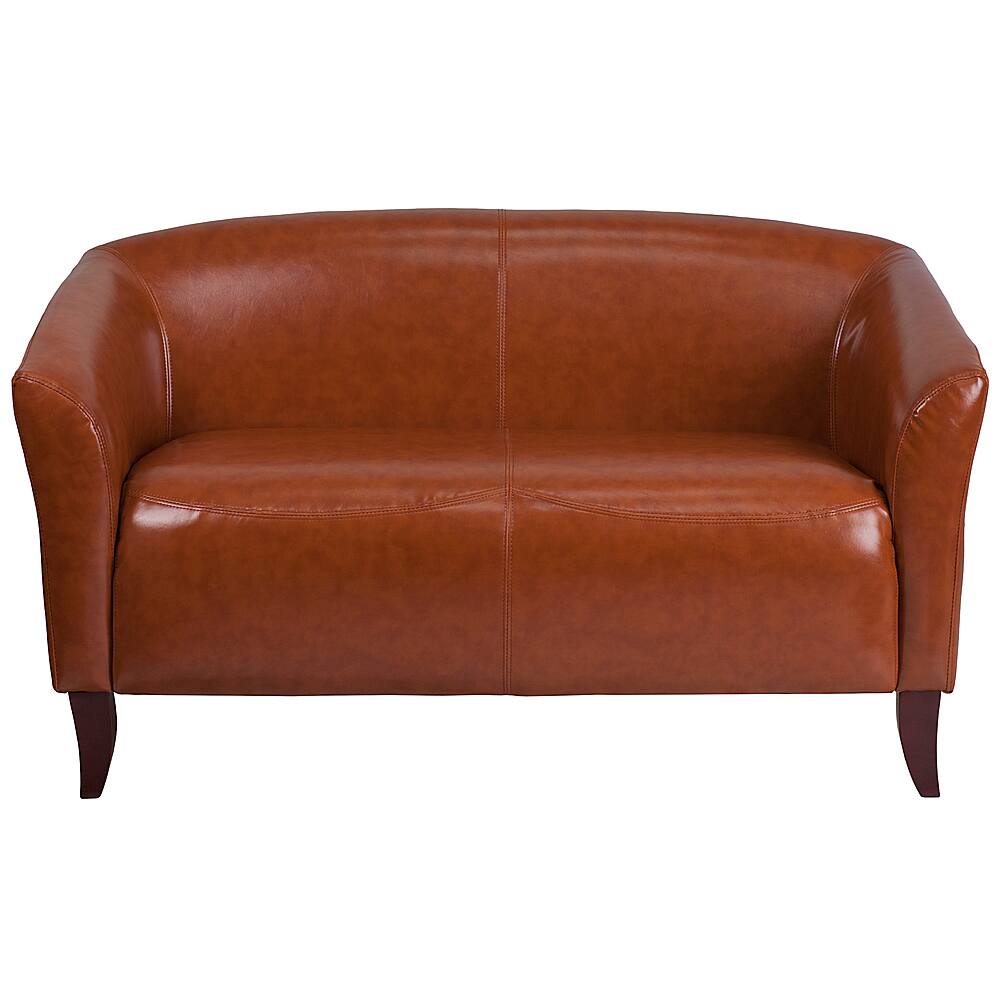 Alt View 1. Alamont Home - Hercules Imperial Contemporary 2-seat Leather/Faux Leather Reception Loveseat - Cognac.