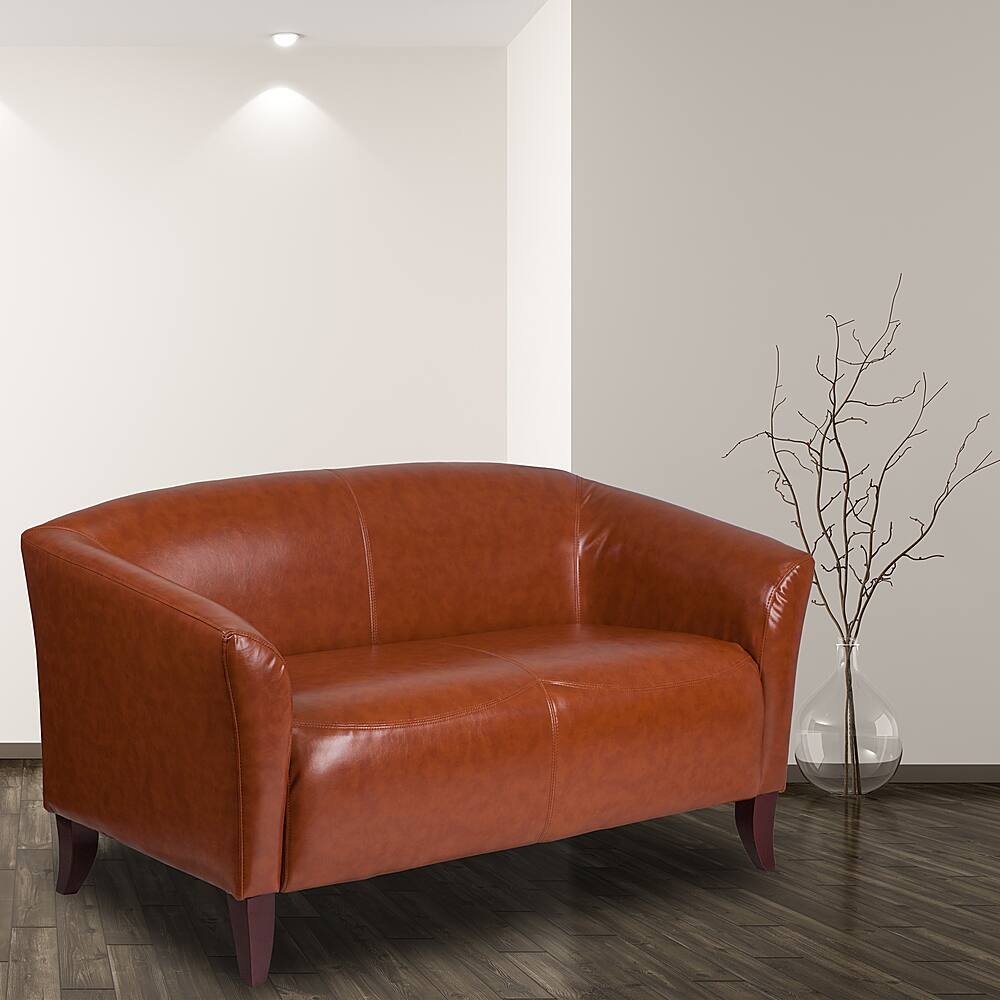 Alt View 2. Alamont Home - Hercules Imperial Contemporary 2-seat Leather/Faux Leather Reception Loveseat - Cognac.