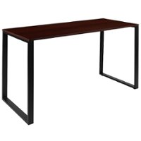 Flash Furniture - Modern Commercial Grade Desk Industrial Style Computer Desk Sturdy Home Office Desk - 55" Length - Mahogany - Front_Zoom