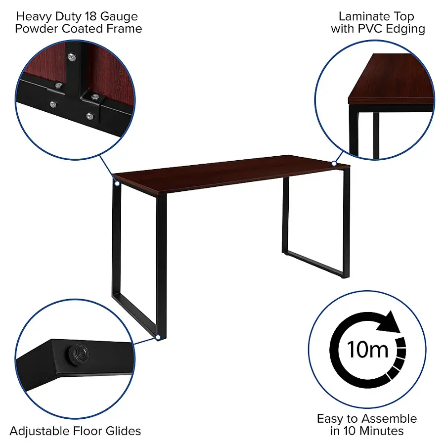 Alt View 40. Alamont Home - Tiverton Collection Rectangle Industrial Laminate  Office Desk - Mahogany.