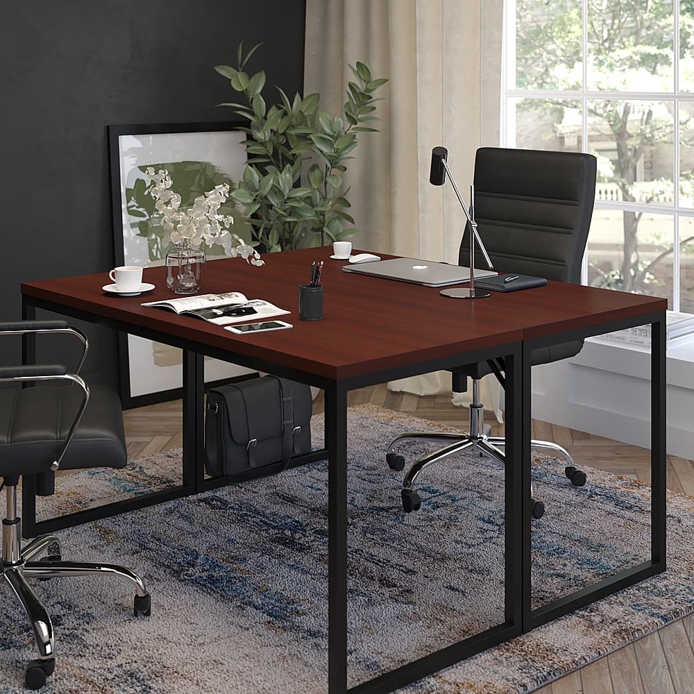 Alt View 14. Alamont Home - Tiverton Collection Rectangle Industrial Laminate Office Desk - Mahogany.