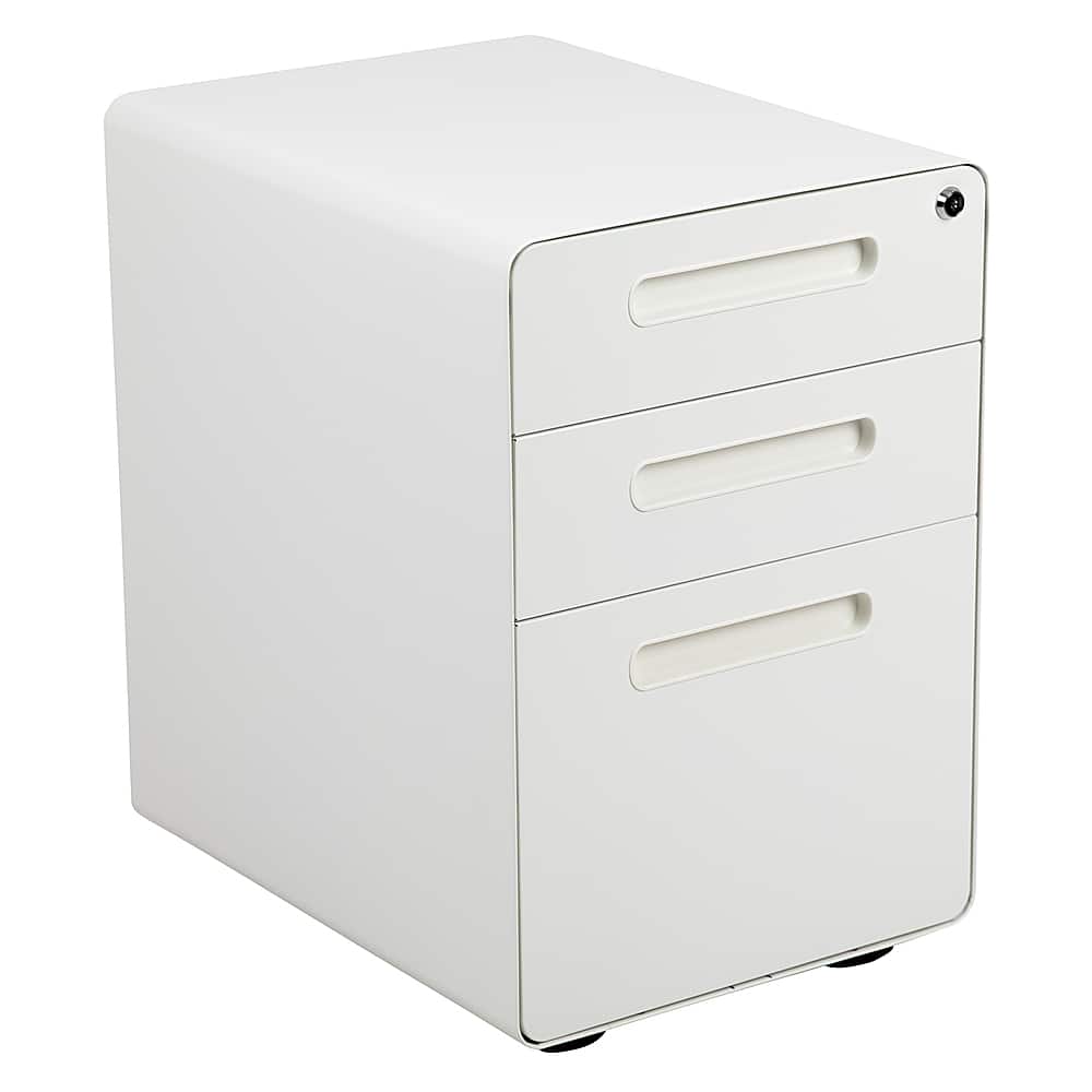 Alamont Home - Wren Modern Steel 3-Drawer Filing Cabinet - White - Front_Zoom
