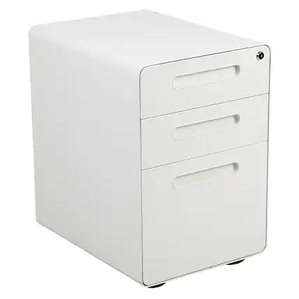 Front. Alamont Home - Wren Modern Steel 3-Drawer Filing Cabinet - White.