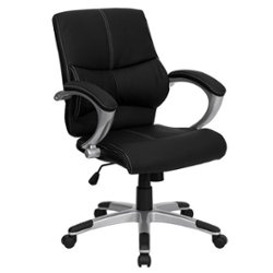 Flash Furniture - Bodie Contemporary Leather/Faux Leather Executive Swivel Office Chair - Black - Front_Zoom