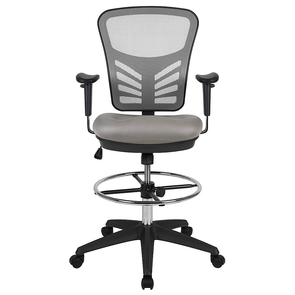 Alt View 11. Alamont Home - Tyler Contemporary Mesh Drafting Stool - Light Gray Mesh/Black Frame.
