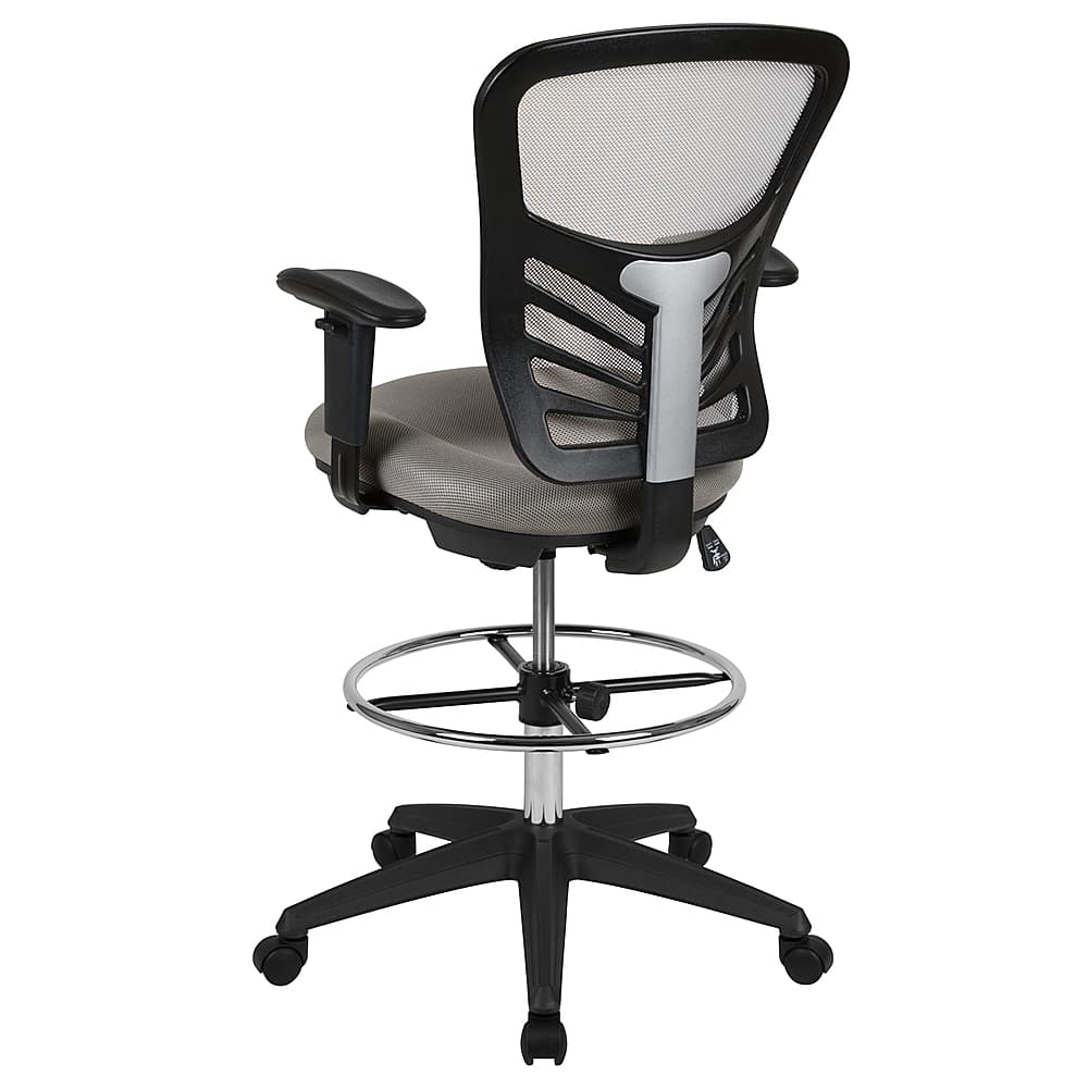 Alt View 14. Alamont Home - Tyler Contemporary Mesh Drafting Stool - Light Gray Mesh/Black Frame.