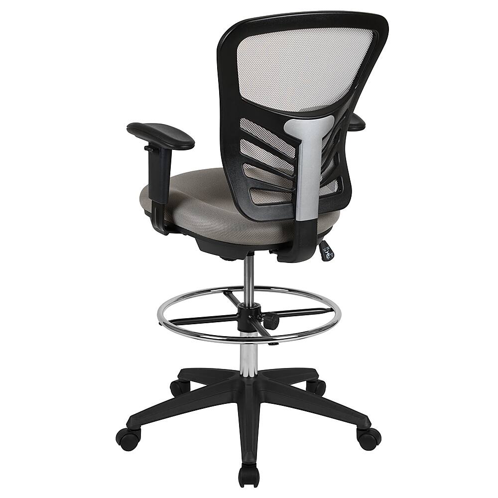 Alt View 14. Alamont Home - Tyler Contemporary Mesh Drafting Stool - Light Gray Mesh/Black Frame.