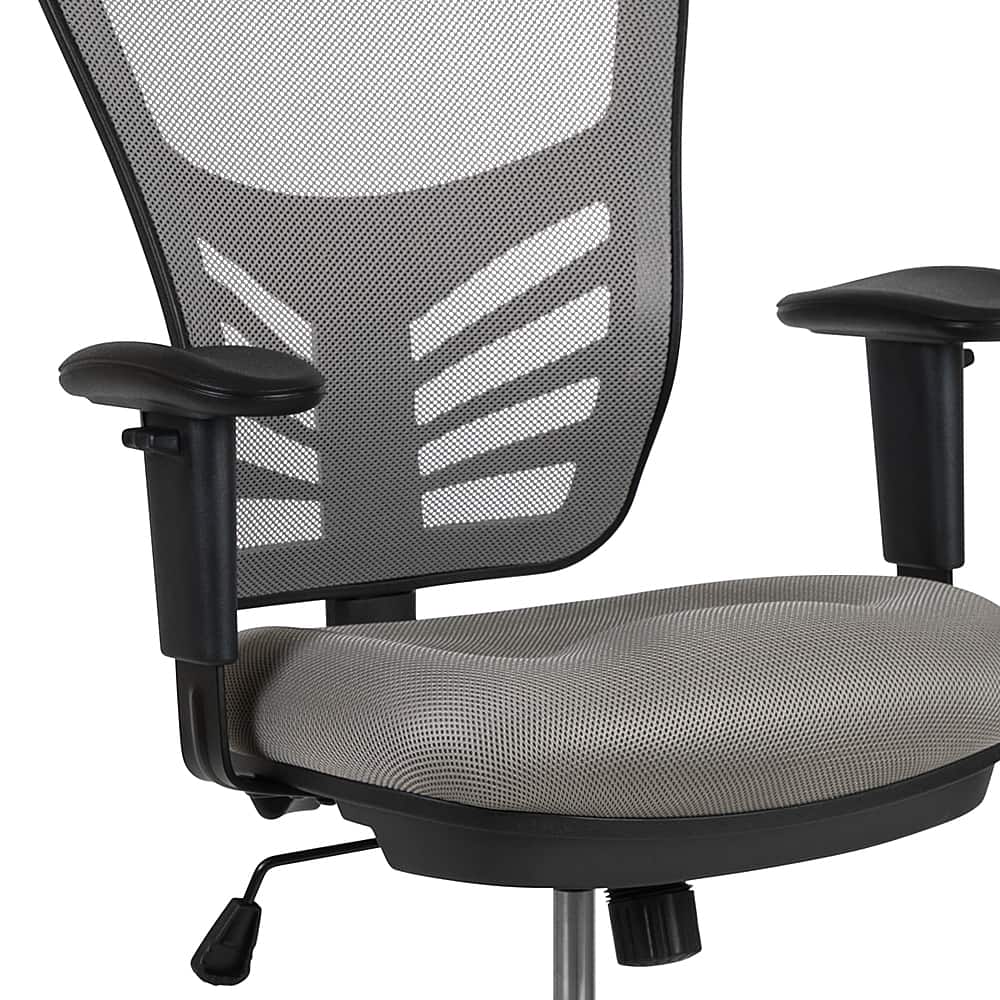 Alt View 15. Alamont Home - Tyler Contemporary Mesh Drafting Stool - Light Gray Mesh/Black Frame.
