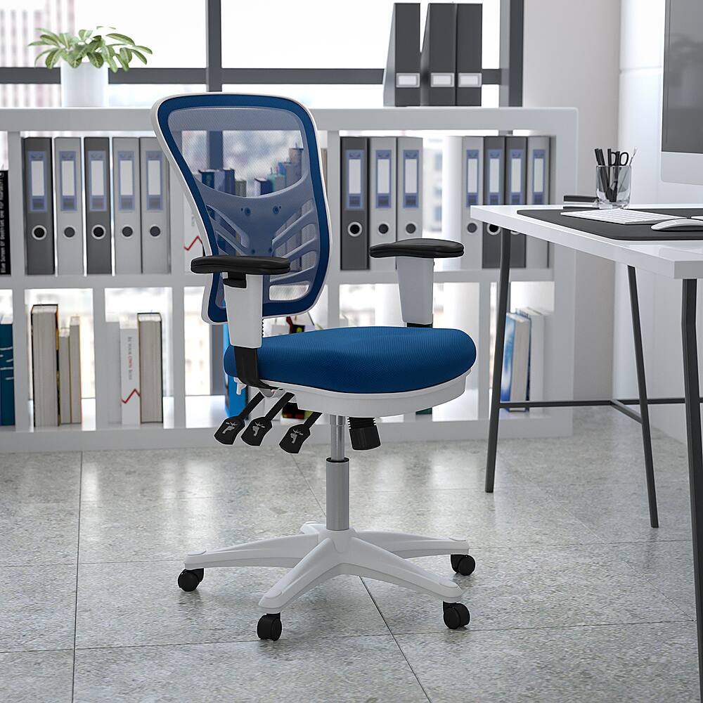 Alt View 12. Alamont Home - Nicholas Contemporary Mesh Executive Swivel Office Chair - Blue Mesh/White Frame.