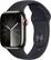 Front. Apple - Apple Watch Series 9 (GPS + Cellular) 41mm Graphite Stainless Steel Case with Midnight Sport Band w/ Blood Oxygen - M/L - Graphite.