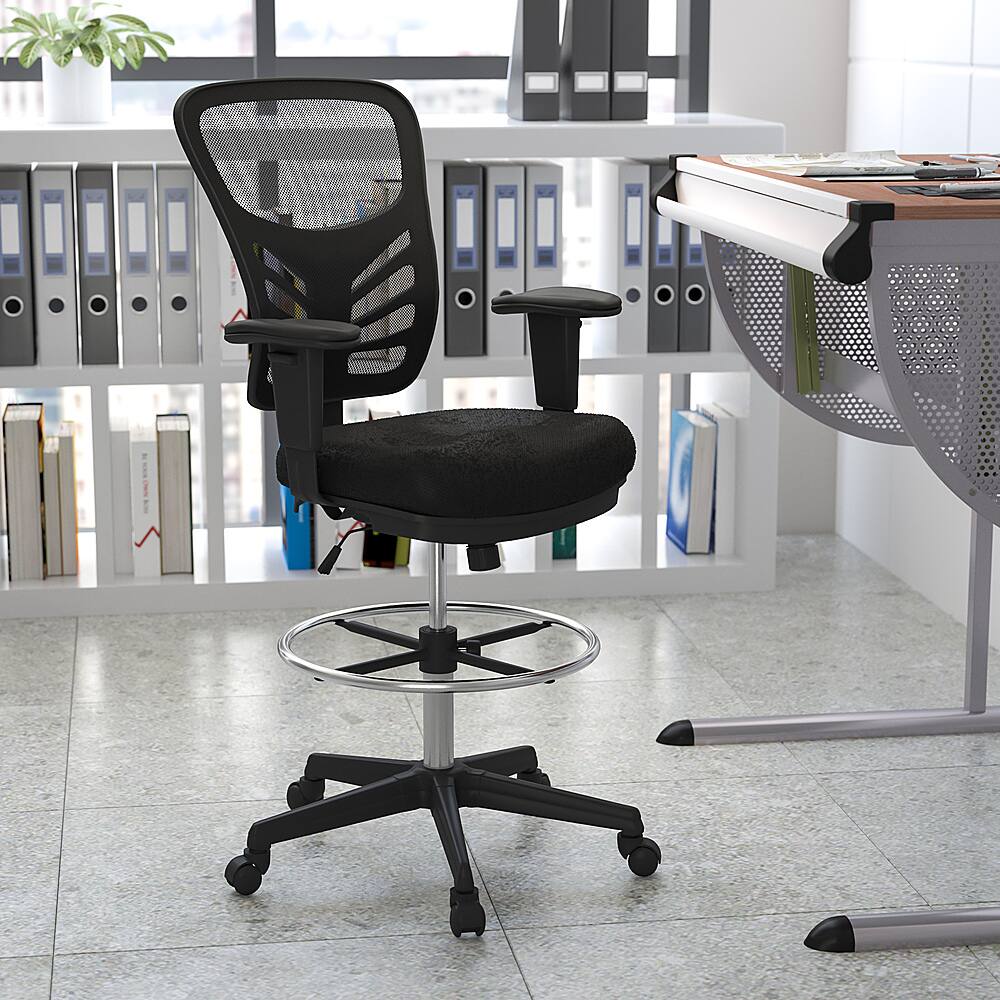 Alt View 12. Alamont Home - Tyler Contemporary Mesh Drafting Stool - Black Mesh/Black Frame.