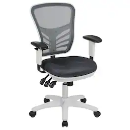 Alamont Home - Nicholas Contemporary Mesh Executive Swivel Office Chair - Dark Gray Mesh/White Frame