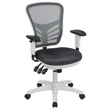 Front. Alamont Home - Nicholas Contemporary Mesh Executive Swivel Office Chair - Dark Gray Mesh/White Frame.