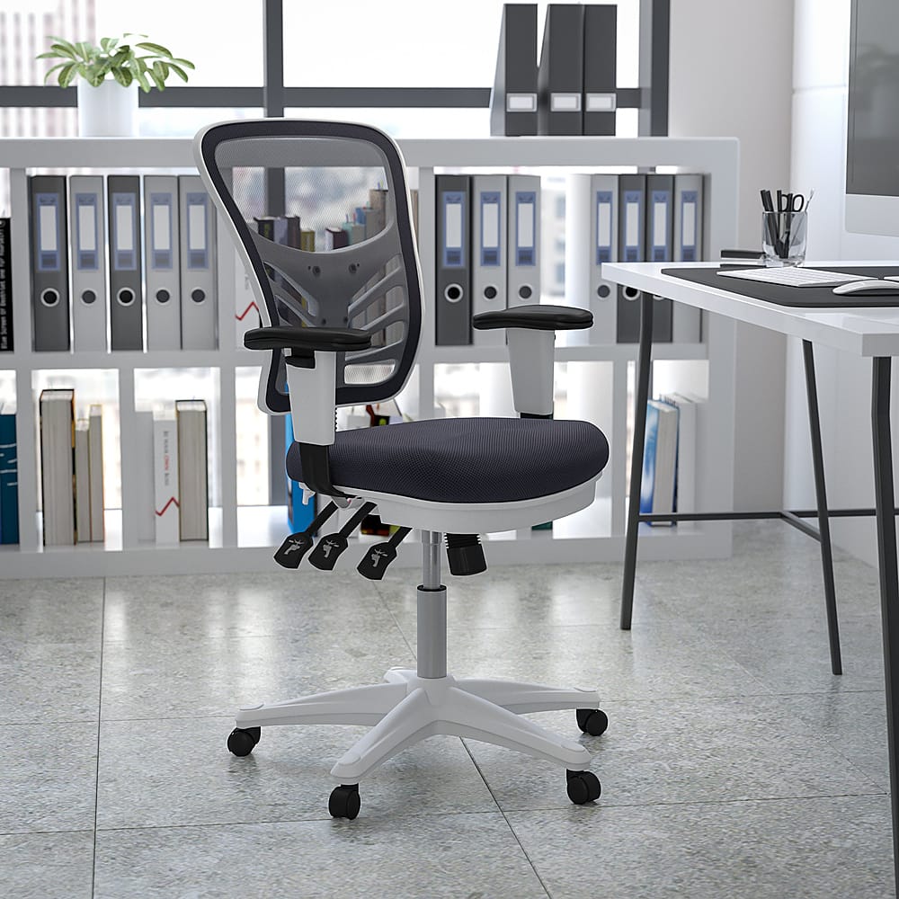 Alt View 12. Alamont Home - Nicholas Contemporary Mesh Executive Swivel Office Chair - Dark Gray Mesh/White Frame.