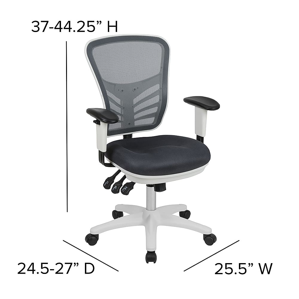 Alt View 13. Alamont Home - Nicholas Contemporary Mesh Executive Swivel Office Chair - Dark Gray Mesh/White Frame.