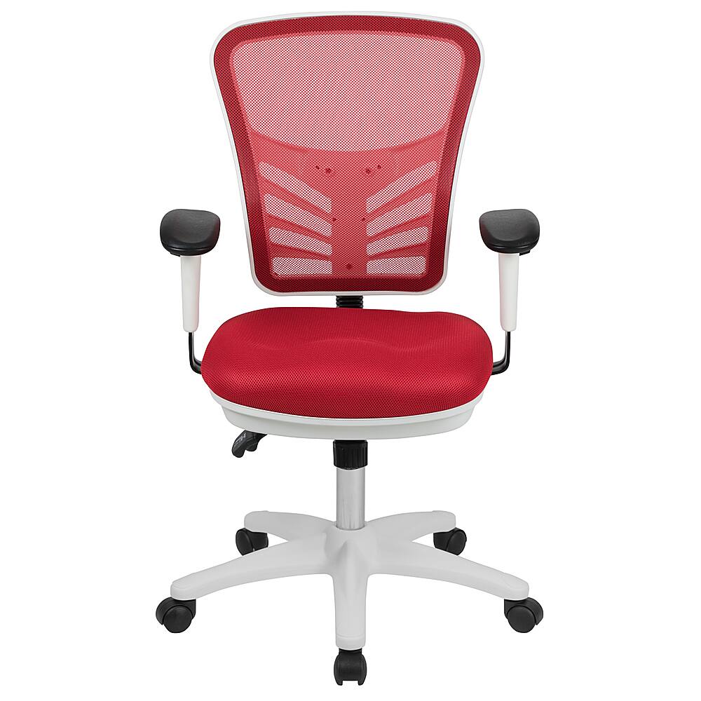 Alt View 11. Alamont Home - Nicholas Contemporary Mesh Executive Swivel Office Chair - Red Mesh/White Frame.