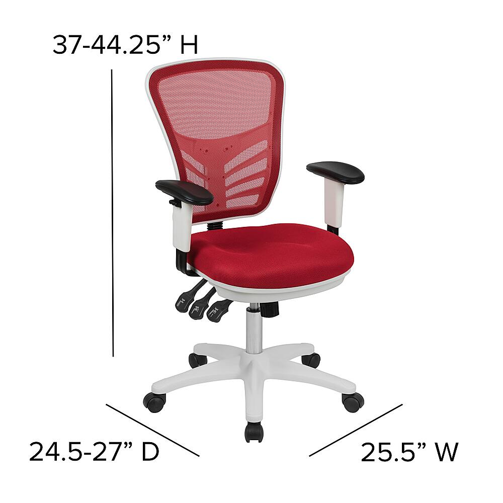 Alt View 13. Alamont Home - Nicholas Contemporary Mesh Executive Swivel Office Chair - Red Mesh/White Frame.