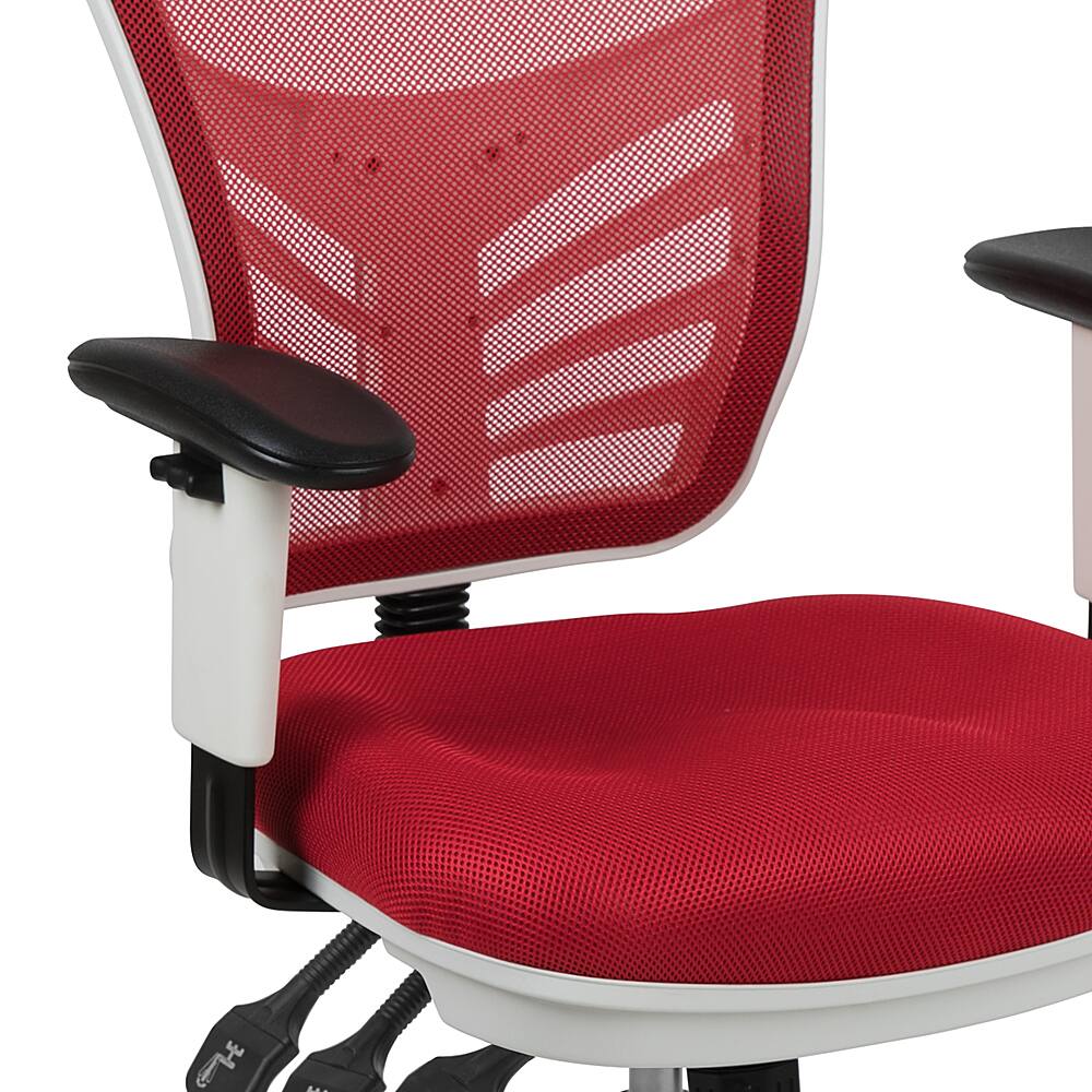 Alt View 15. Alamont Home - Nicholas Contemporary Mesh Executive Swivel Office Chair - Red Mesh/White Frame.