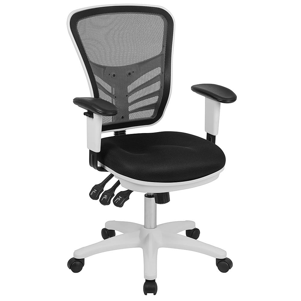 Alamont Home - Nicholas Contemporary Mesh Executive Swivel Office Chair - Black Mesh/White Frame - Front_Zoom