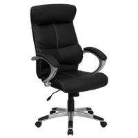 Flash Furniture - Karen Contemporary Leather/Faux Leather Executive Swivel Office Chair - Black - Front_Zoom