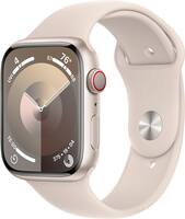 Geek Squad Certified Refurbished Apple Watch Series 9 (GPS + Cellular) 45mm Aluminum Case with Starlight Sport Band - Starlight (AT&T) - (2023) - Front_Zoom
