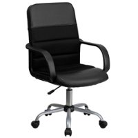 Alamont Home - Manor Contemporary Leather/Faux Leather Swivel Office Chair - Black - Front_Zoom