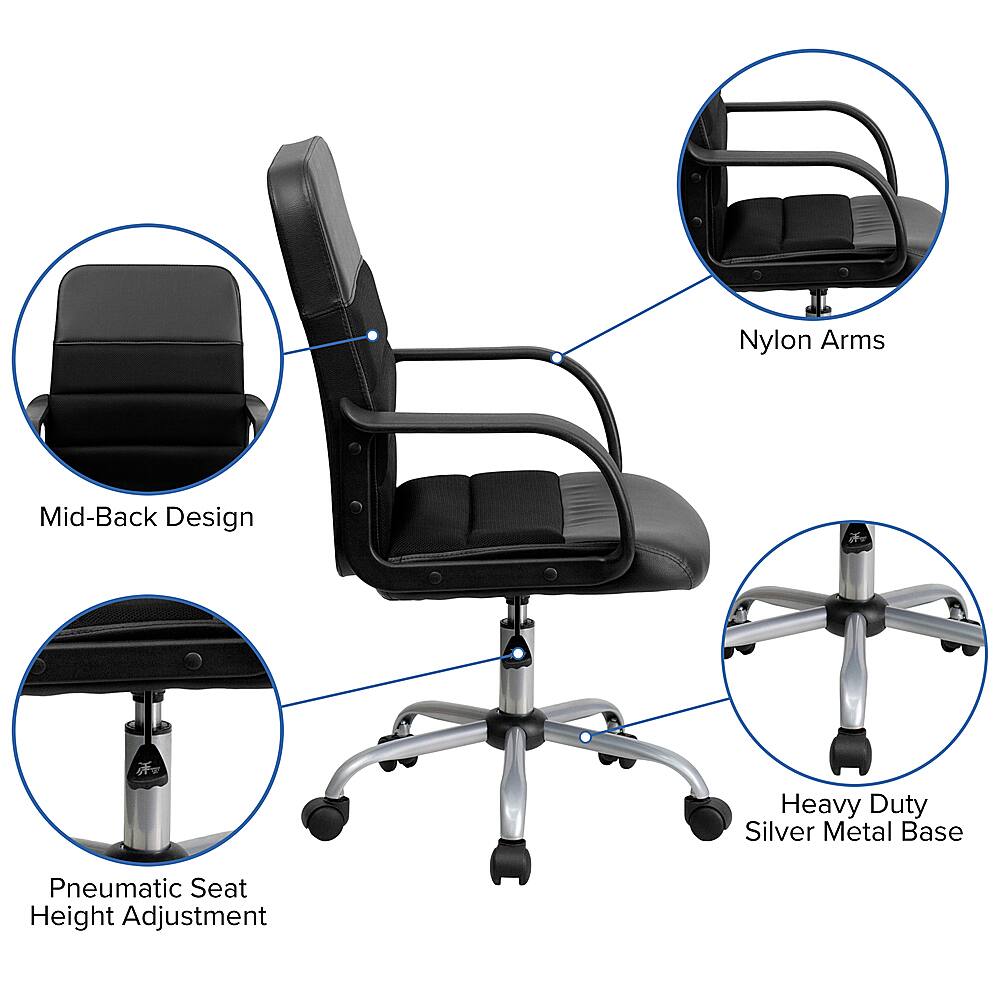 Alt View 40. Alamont Home - Manor Contemporary Leather/Faux Leather Swivel Office Chair - Black.