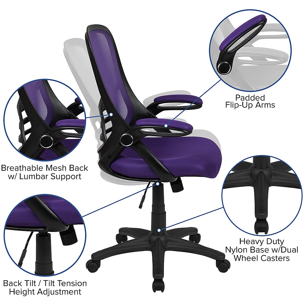 Alt View 40. Alamont Home - Porter Contemporary Mesh Executive Swivel Office Chair - Purple.