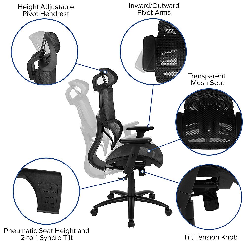 Alt View 40. Alamont Home - Lo Contemporary Mesh Executive Swivel Office Chair - Black.