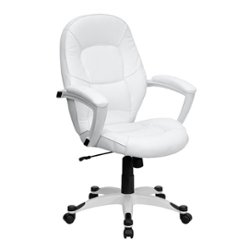 Flash Furniture - Quincey Contemporary Leather/Faux Leather Executive Swivel Office Chair - White - Front_Zoom