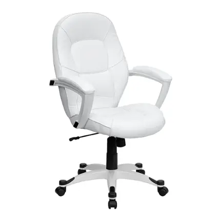 Front. Alamont Home - Quincey Contemporary Leather/Faux Leather Executive Swivel Office Chair - White.